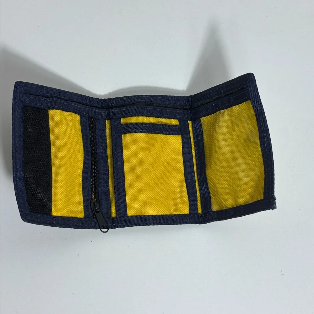 Corona Trifold Men's Wallet Yellow Blue Logo Zipper Closure